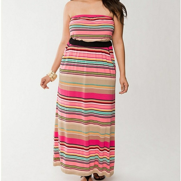 Lane Bryant Dresses & Skirts - Lane Bryant Striped Sleeveless Maxi Dress